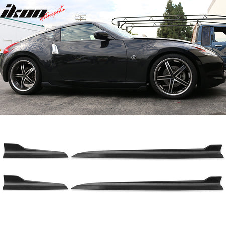 Black Nissan on street with Side Skirts 