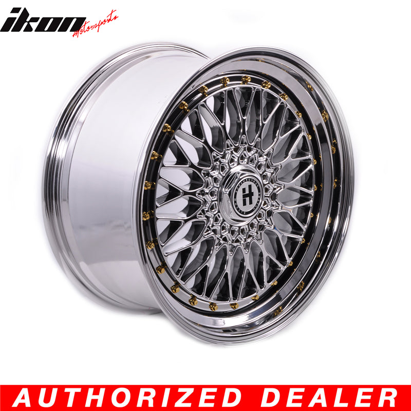 19x9.5 Hayame Performance Wheel Rim Full Platinum & Gold Rivets 5X114.3 5X100 x4