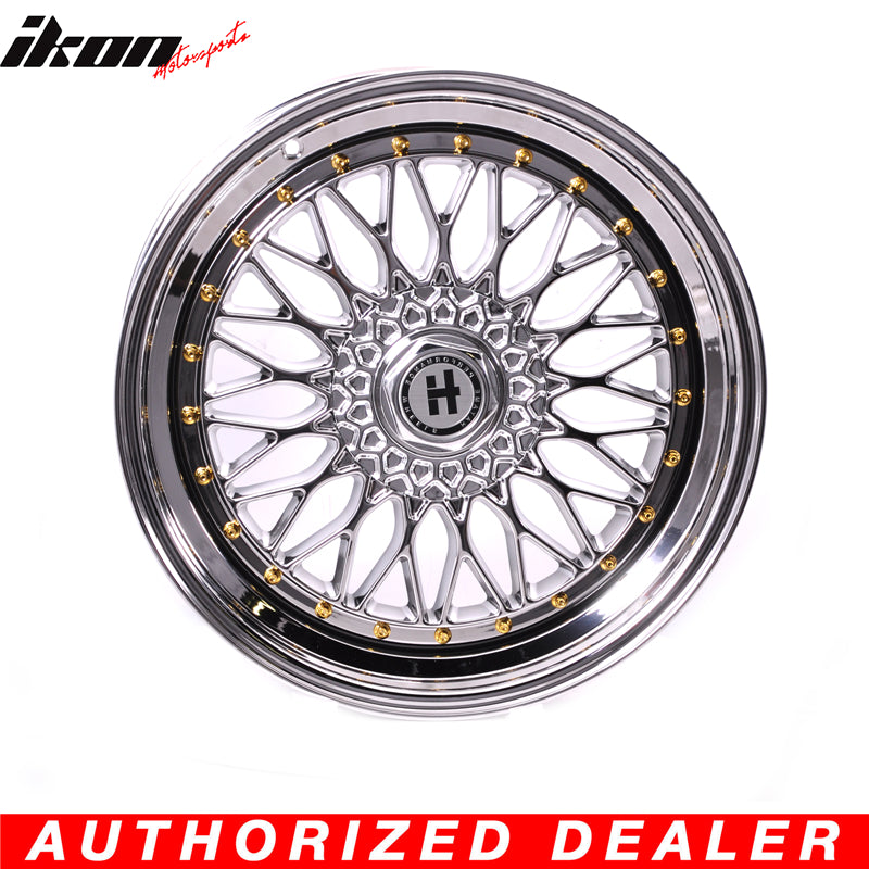 19x9.5 Hayame Wheel Rim Full Platinum & Gold Rivets 5x114.3 5x100 x4