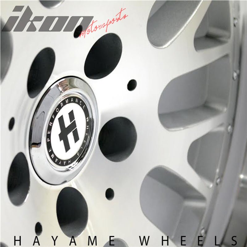 18x8.5 In Hayame Performance Wheels Silver Machine Lip & Chrome Rivets 5x100 x4