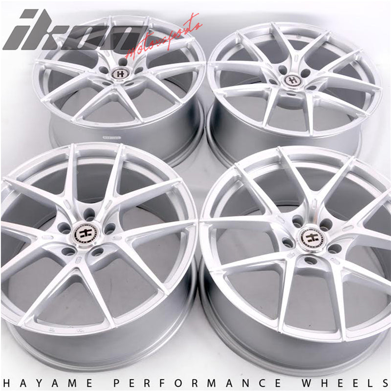 19x9.5 Hayame Performance Wheel Machine Face Silver Lip 5 x 120 Staggered x4