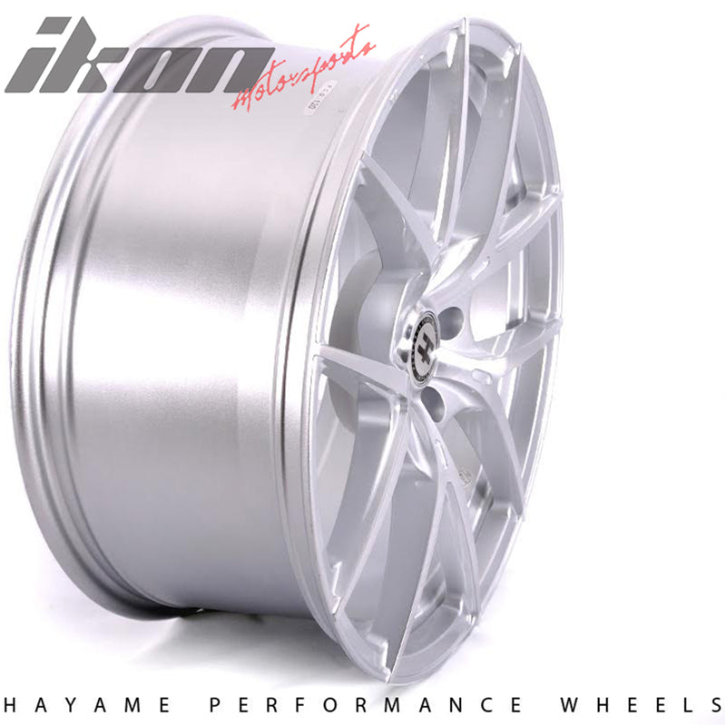 19x9.5 Hayame Performance Wheel Rims Machine Face Silver Lip 5x120 Squared x4