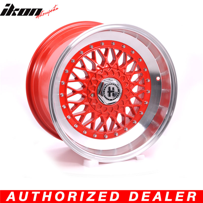 17in Hayame Red Face Red Machine Lip Chrome Rivets Wheel Rims