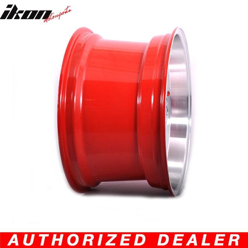 17 Inch Hayame Performance Wheel Rims Red Face Red Machine Lip & Chrome Rivets