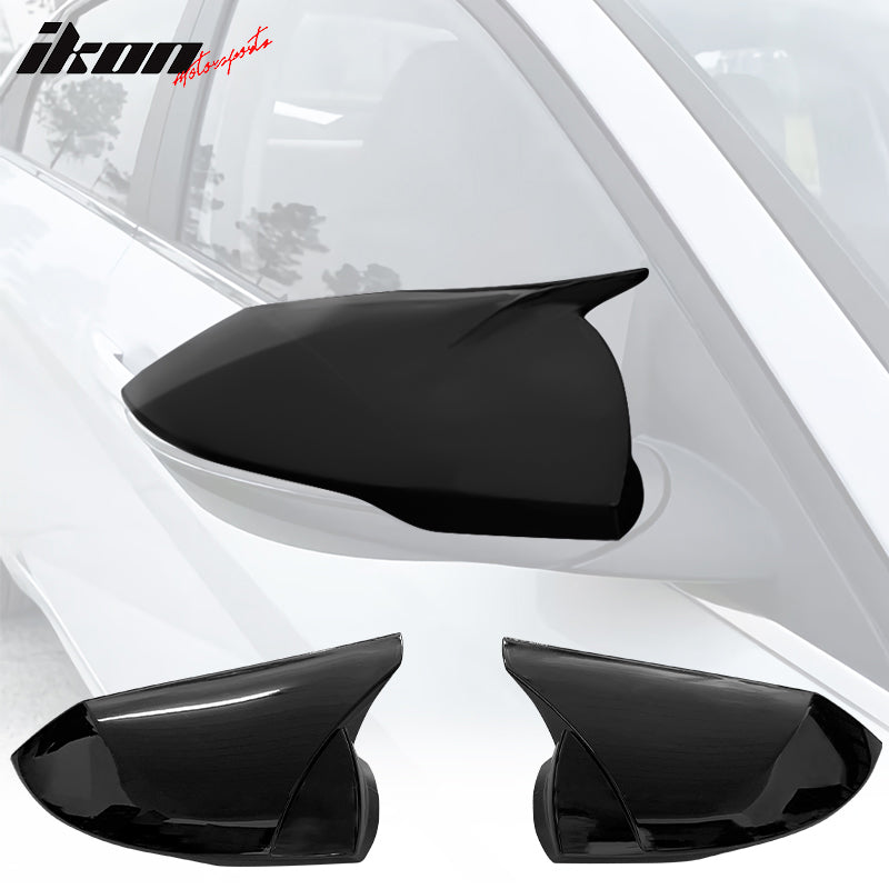 IKON MOTORSPORTS, Mirror Cover Compatible With 2021-2023 Hyundai Elantra 4-Door Sedan, ABS Plastic Rear View Side Mirror Cover Cap Trim 2PC
