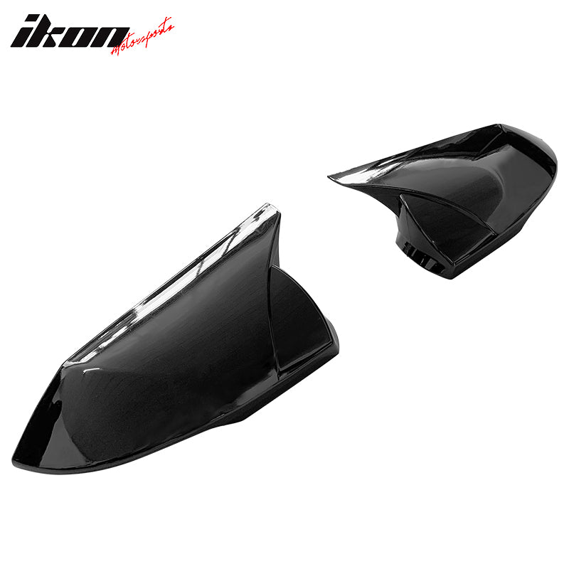 IKON MOTORSPORTS, Mirror Cover Compatible With 2021-2025 Hyundai Elantra 4-Door Sedan, Gloss Black ABS Plastic Rear View Side Mirror Cover Cap Trim 2PC