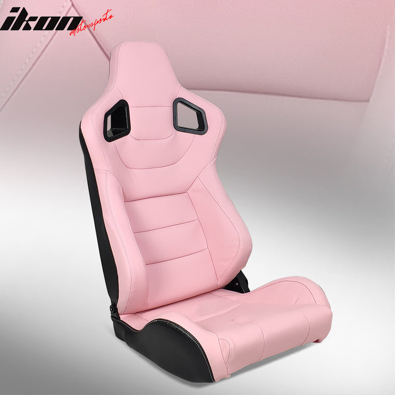 thumbnail image 2 of For Cars IKON MOTORSPORTS, Universal With Dual Sliders, Reclinable Blue & Black PU Carbon Leather With Hexagonal Quilting Sport Bucket Seats, 1 Pair Driver Passenger Side, - Canada Racing Seats 2 of 12