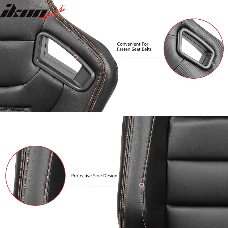 IKON MOTORSPORTS, Universal Racing Seats with Dual Sliders, Reclinable ...