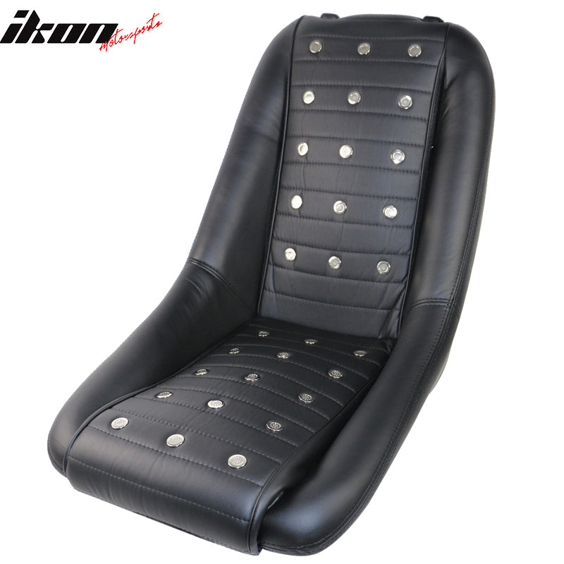 Mid-Sized Classic Bucket Seat w/ Sliders in Black Faux Leather PU