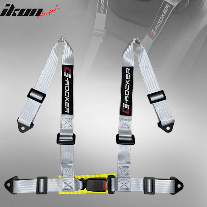 Universal Gray 4 Point Buckle Racing Seat Belt Harness Nylon
