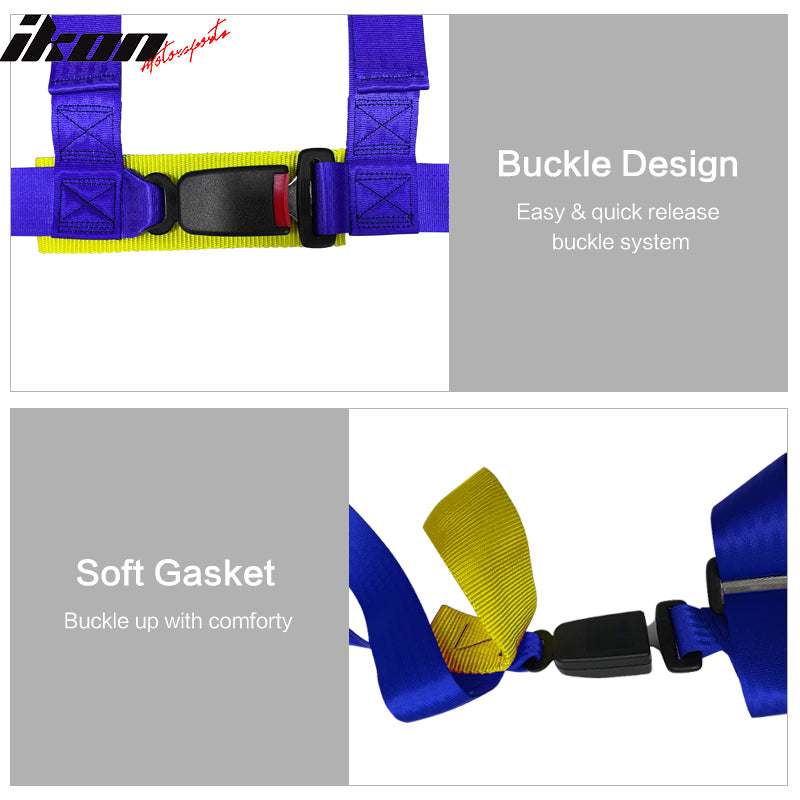4 Point Racing Harness Buckle Seat Belt 2" Wide Nylon Purple Go-kart UTV ATV