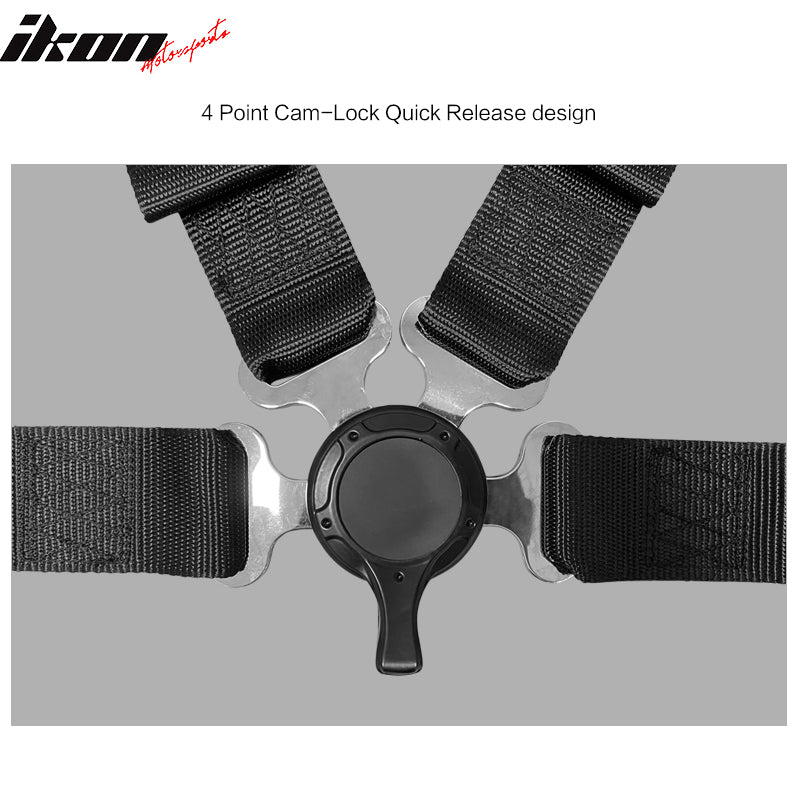 4 Point Racing Harness Cam-lock Seat Belt 2" Wide Nylon Black Go-kart UTV ATV