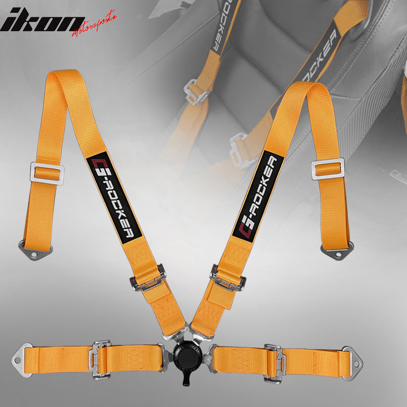 Universal 4 Point Cam-Lock Orange Racing Harness Seat Belt Nylon