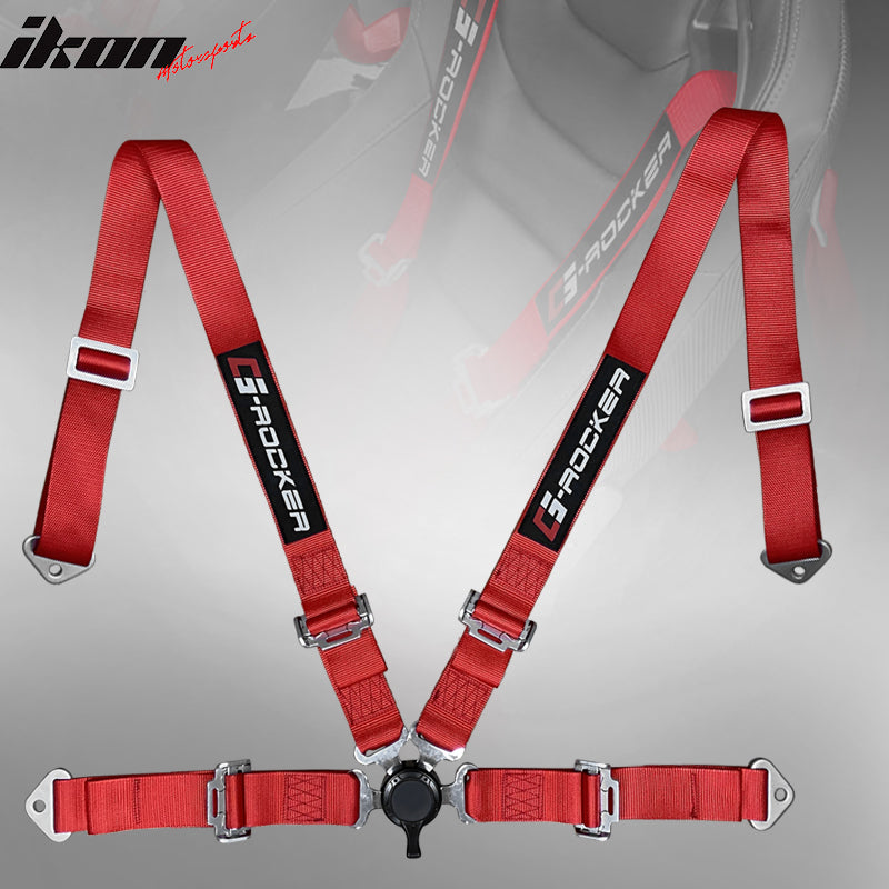 Universal 4 Point Cam-Lock Red Racing Harness Seat Belt Nylon