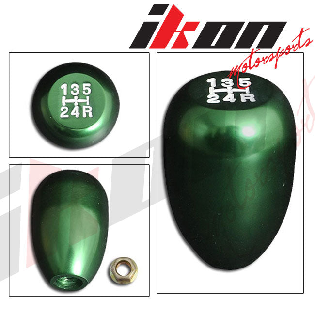 Green JDM 5-Speed Shift Knob + Red Stitching Suede Boot Cover Compatible With Honda Acura