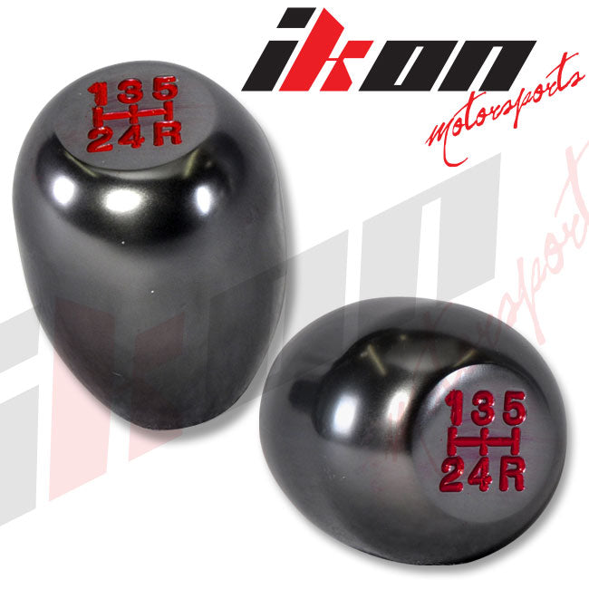 Shift Knob Compatible With Most Vehicles, Gunmetal Aluminum M10X1.5 MT T-R Style Gear Shift Knob 5 Speed JDM Emblem Badge by IKON MOTORSPORTS