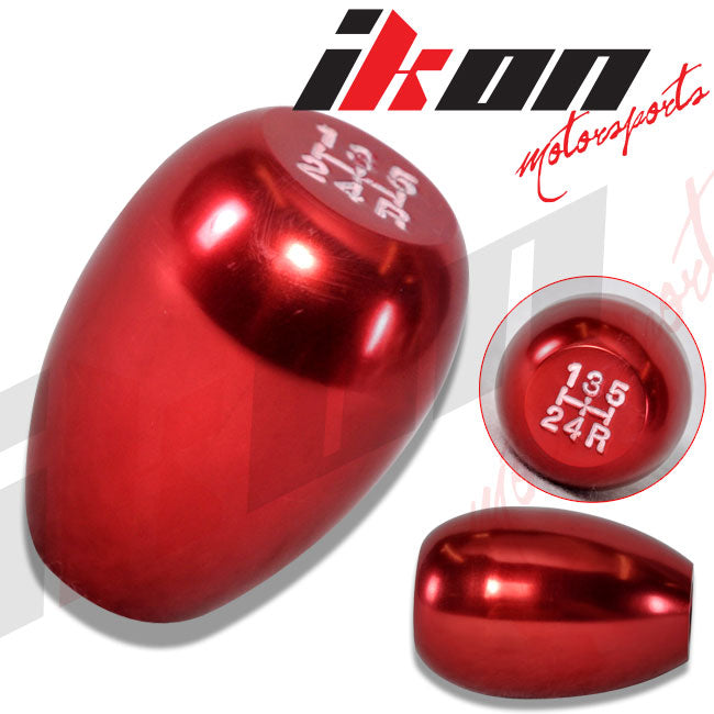 Red Aluminum MT M8X1.25 Gear Shift Shifter Knob 5 Speed JDM Emblem Logo