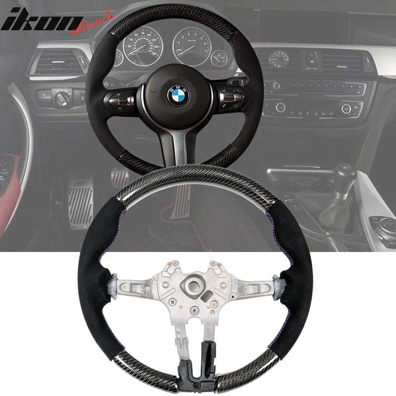 Fits 15-21 BMW F80 F82 M Sport Steering Wheel CF + Alcantara Cover M Stitching