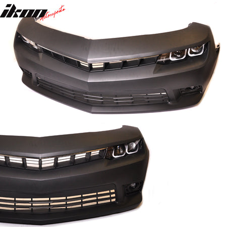Compatible With 2014-2015 Chevy Camaro SS Front Bumper Conversion + CCFL Halo Projector Headlights