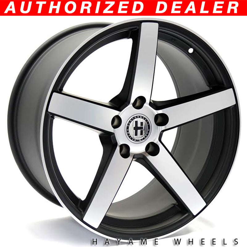19x8.5 19x9.5 Satin Black Hayame Wheel Rims Machined Face Staggered