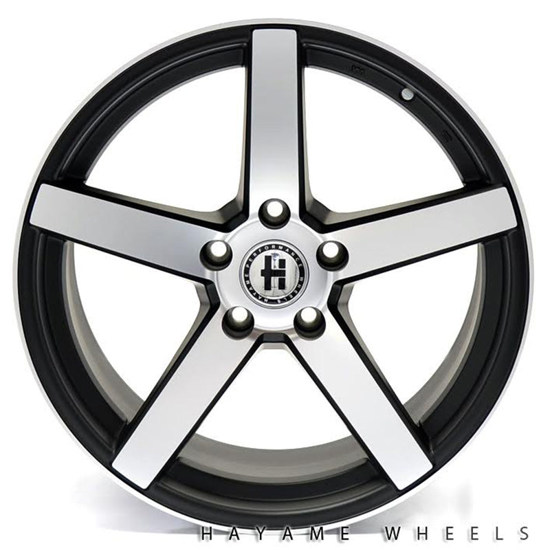 19x8.5 19x9.5 Hayame Performance Wheel Rims Satin Black Machined Face Staggered