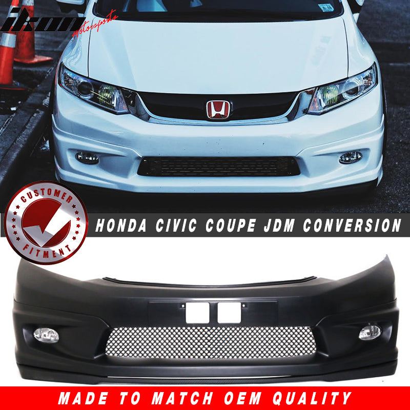 2012-2013 Honda Civic 2Dr JDM Front Bumper Mug Lip Conversion Foglight