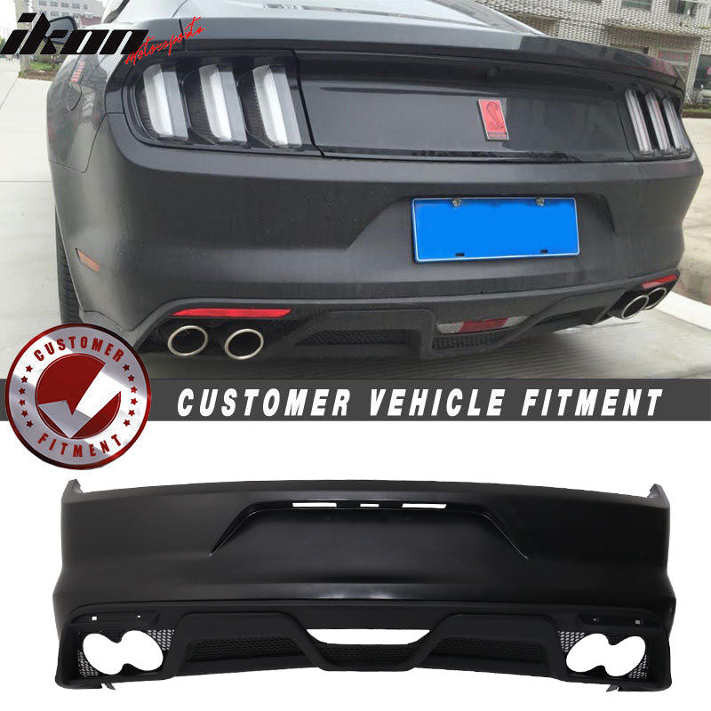 2015-2016 Ford Mustang GT350 Black Rear Bumper Kit With Diffuser