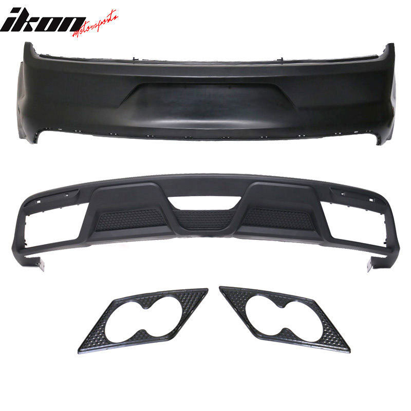 GTS Style Rear Bumper Lower Lip Valance Diffuser For 2013-2016 Dodge Dart - 3 Piece Set