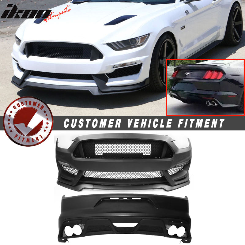 2015-2016 Ford Mustang GT350 Black Front Rear Bumper Conversion PP