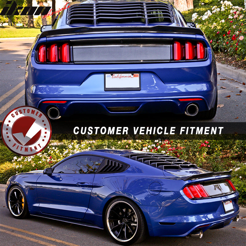 Window Louvers Compatible With 2015-2023 Ford Mustang, IKON Style Rear Window Louvers + Side Louvers Vent 2PCS