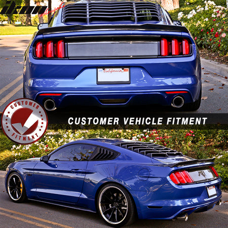 Window Louvers Compatible With 2015-2023 Ford Mustang, IKON Style Rear Window Louvers + Side Louvers Vent 2PCS