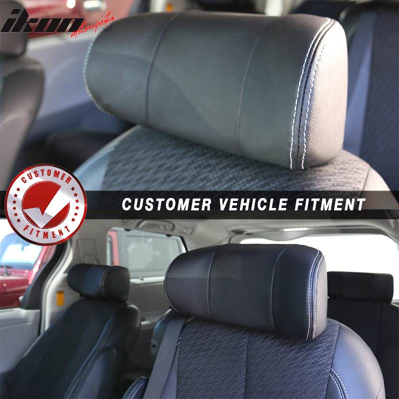 Rear Head Rests Front + Middle + Rear Headrests Compatible With 2011-2017 Toyota Sienna ...