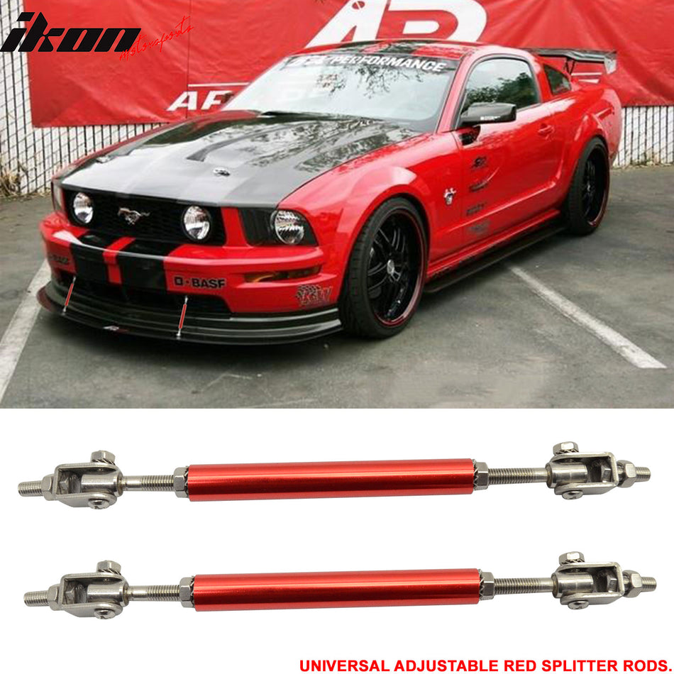 Universal Adjustable 5.5"-8" 2PC Red Bumper Lip Splitter Chin Rod