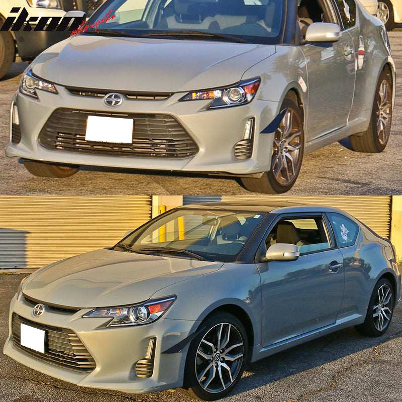 IKON MOTORSPORTS, Front Canards Splitters Compatible With Most Vehicles, Universal V1 B Style 36CM ABS Carbon Fiber Look