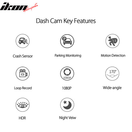 DashPal 1080P 170° DVR Vehicle Camera Video Recorder Dash Cam HDR