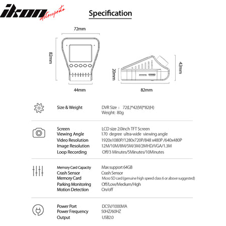 DashPal 1080P 170° DVR Vehicle Camera Video Recorder Dash Cam HDR