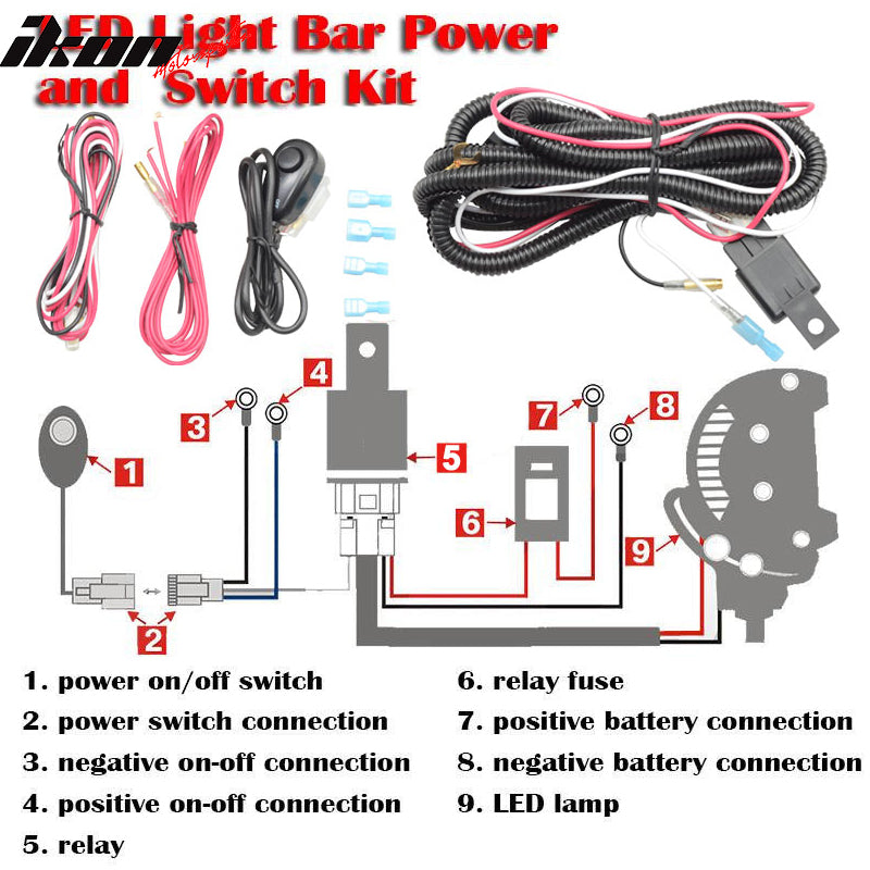 Universal Fog Light Lamp Wiring Harness Kit LED Light Bar Switch Relay Universal Fog Light Lamp Wiring Harness Kit LED Light Bar Switch Relay