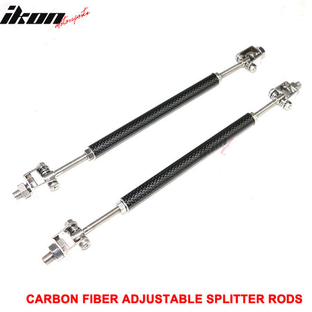 Adjustable Splitter Rods Universal Compatible With, Black Silver 8-10.6 Inch Real Carbon Fiber Front Bumper Lip Spoiler Strut Tie Bar Support by IKON MOTORSPORTS