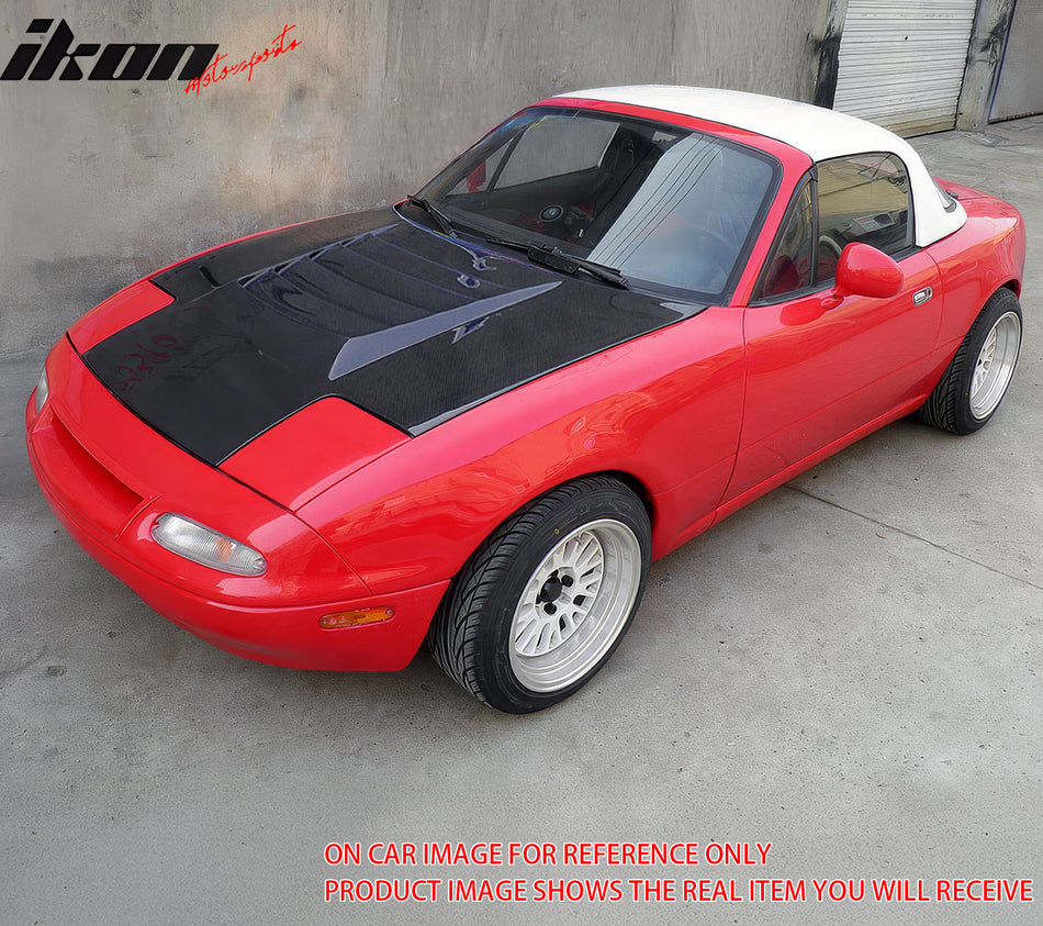 IKON MOTORSPORTS, DMAX Style Front Hood Vent Universal Fit For Most Vehicles Car Primer Black ABS Air Flow Hood Vent Scoop Bonnet Cover