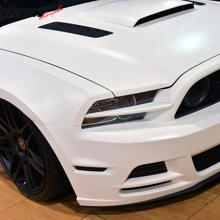 IKON MOTORSPORTS Front Hood Vent Universal Fit For Most Vehicles Car Black PP Air Flow Hood Vent Scoop Bonnet Cover 2PC 20X12CM