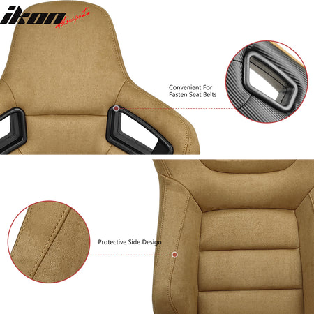 Universal Reclinable Racing Seat Dual Slider Left Brown Suede & Carbon Leather