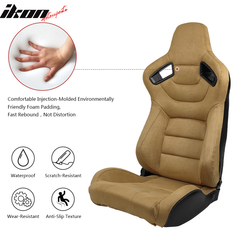 Universal Reclinable Racing Seat Dual Slider Right Brown Suede