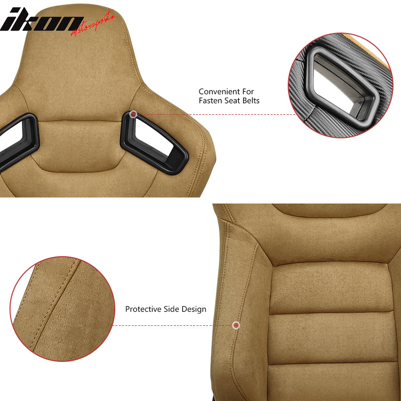 Universal Reclinable Racing Seat Dual Slider Right Brown Suede