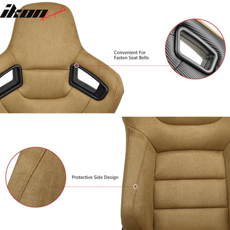 Universal Reclinable Racing Seat Dual Slider Right Brown Suede