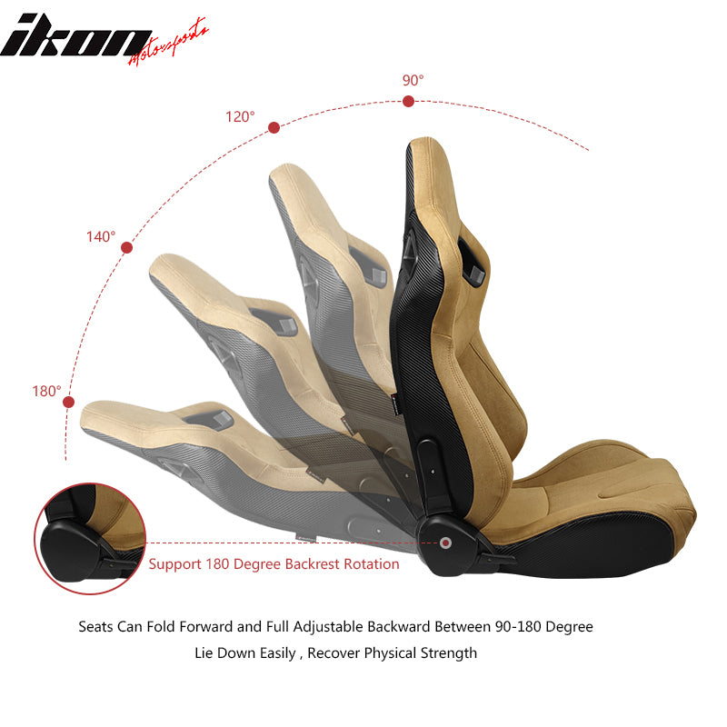 Universal Reclinable Racing Seat Dual Slider Right Brown Suede