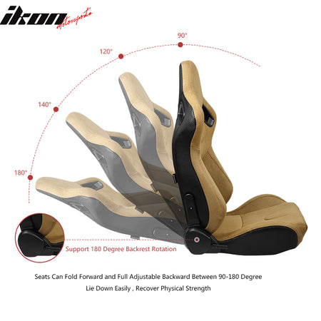 Universal Reclinable Racing Seat Dual Slider Right Brown Suede