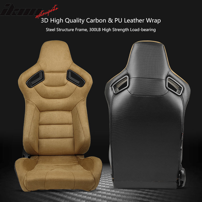 Universal Reclinable Racing Seat Dual Slider Right Brown Suede