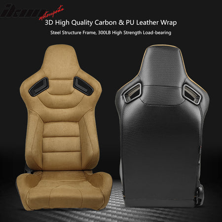 Universal Reclinable Racing Seat Dual Slider Right Brown Suede