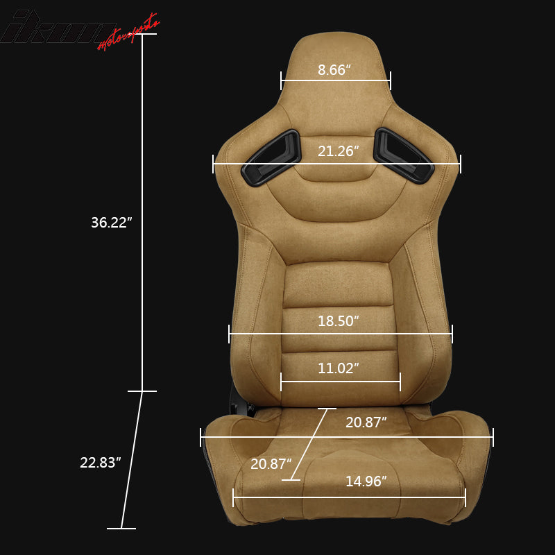 Universal Reclinable Racing Seat Dual Slider Right Brown Suede