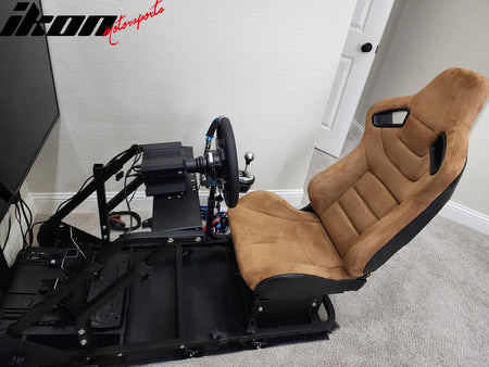 Universal Reclinable Racing Seat Dual Slider Right Brown Suede